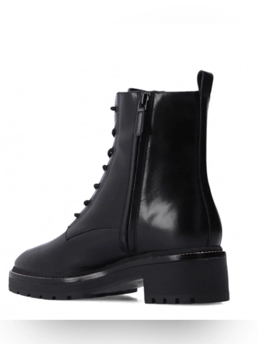 Tory Burch Lug Sole Ankle Boots Perfect Black Leather Lace Up Combat Size 7M New